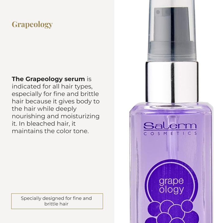 SALERM - Grape Seed Oil - Salerm Grapeology Biokera Natura - 60 ml - Split Ends Repair - Hydrating Serum for Dry and Damaged Hair - Antioxidant - for
