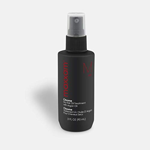 Maxxam Chrome, Leave-in Hair Oil Treatment with Argan Oil, Heat Shield for Dry Hair to Control Frizz and Add Shine, 3 Fl Oz