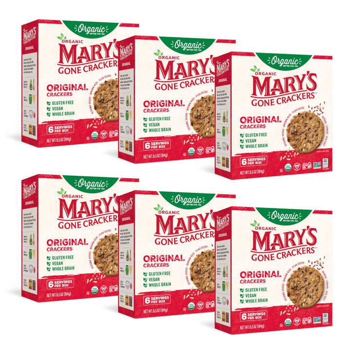 Mary's Gone Crackers Organic Original Crackers - Gluten-Free, NON-GMO, Vegan & Whole Grain, 6.5 Ounce (Pack of 6 )