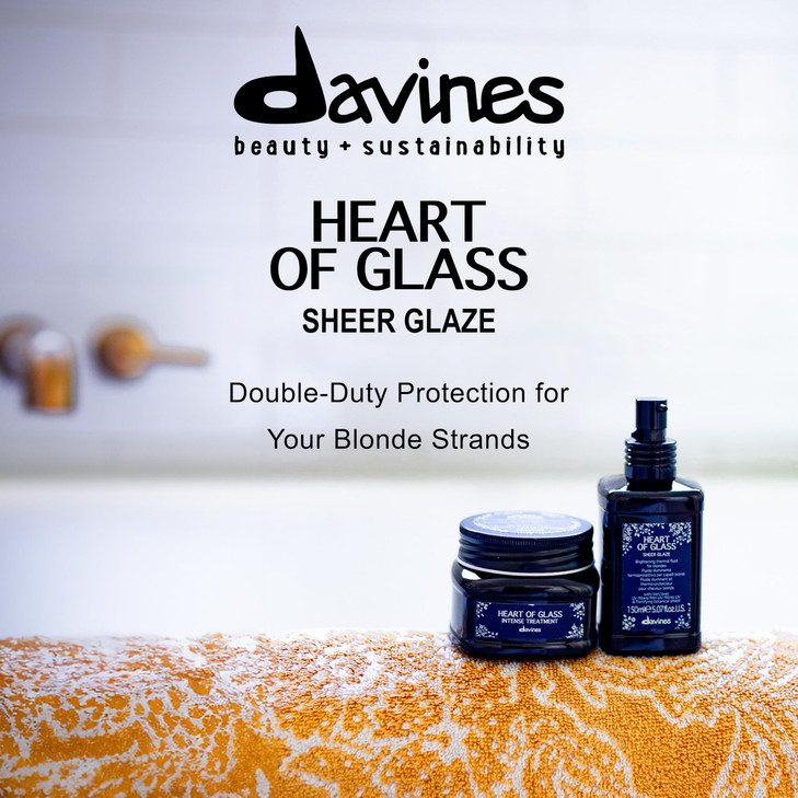 Davines Heart of Glass Sheer Glaze for Blonde Care, Leave On Thermal Styling Support, Add Shine And Heat Protect, 5.07 fl. oz.