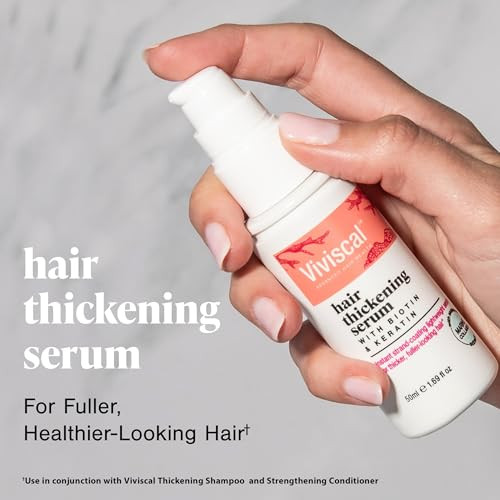 Viviscal Hair Thickening Serum, Instant Lightweight Hair Product, Leave-in Elixir for Thicker, Fuller Looking Hair, with Keratin & Biotin, 50ml (1.69