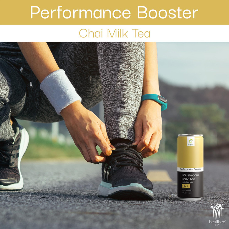 HEALTHEE Booster Milk Tea with Oatmilk | Ready to Drink On-the-go Creamy Beverage | Functional Mushroom & Collagen | All Natural No Preservatives | 8