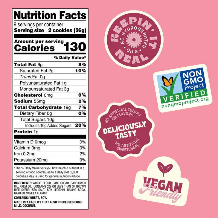 Back to Nature Golden Vanilla Creme Sandwich Cookies, Plant Based, Non-GMO, Plant-Based, Made with Wheat Flour, Snack Happy 8.25 oz Box