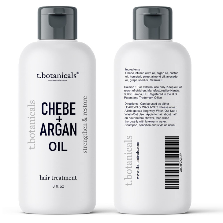 Chebe Oil for Hair Growth, 8 oz. Argan Oil Treatment Hair Thickening Reduce Breakage and Split Ends Prevents Hair Loss with Chebe Powder (Unscented)