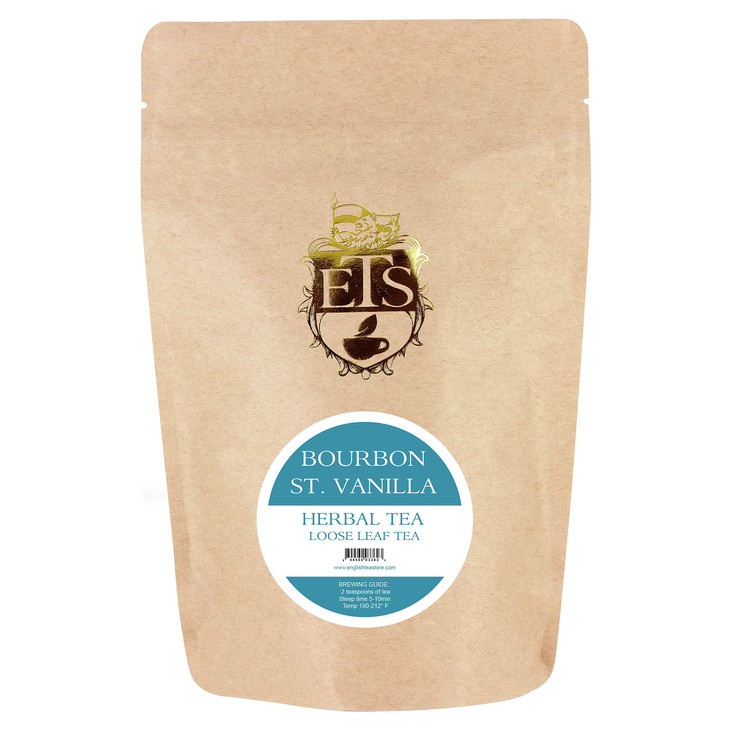 Bourbon St Vanilla Rooibos Caffeine Free Tea Pouches - 4oz | Loose Leaf Herbal Blend with Sweet Vanilla Almond Flavor | Naturally Smooth & Aromatic R