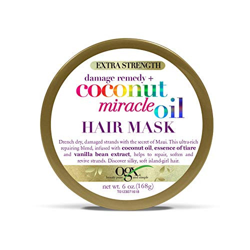 OGX Extra Strength Damage Remedy + Coconut Miracle Oil Hair Mask, Extra Hydrating & Softening Anti-Frizz Treatment to Help Repair Hair, Paraben-Free,