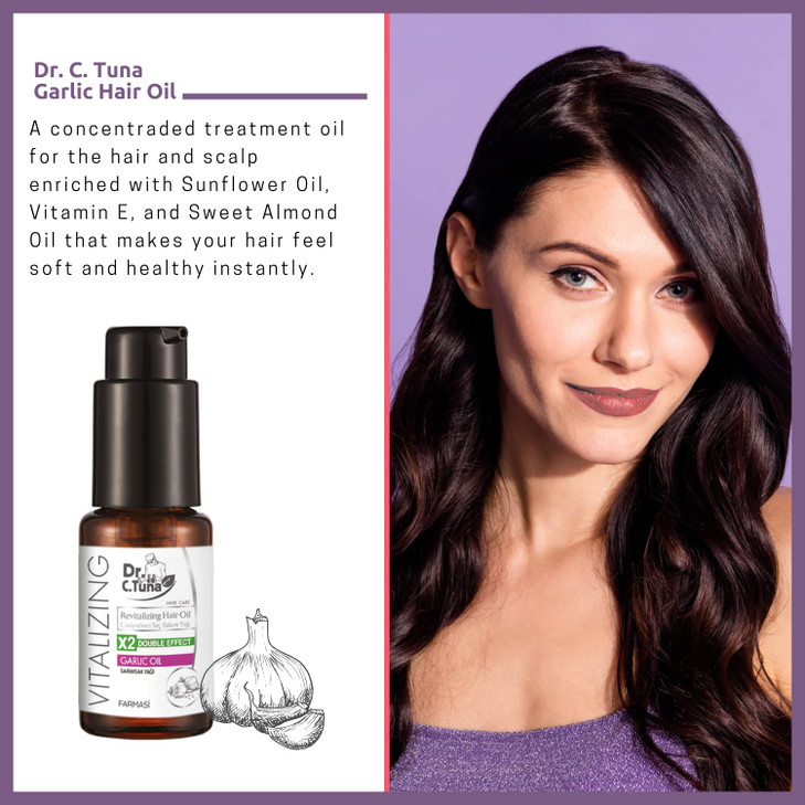 FARMASi Dr. C. Tuna Vitalizing Garlic Oil, Hair Growth Oil for Thicker Longer Fuller Healthier Hair, Prevent Hair Loss & Thinning, All Natural Vitami