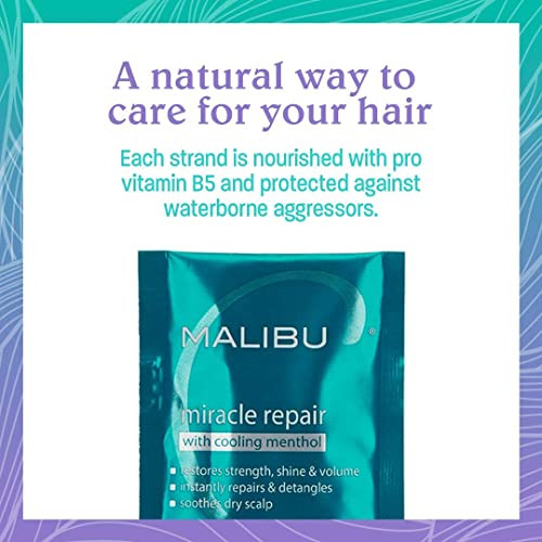 Malibu C Miracle Repair Hair Reconstructor with Cooling Menthol (1 Packet) - Nourishing Hair Repair Treatment for Weak, Damaged Strands - Scalp Invig
