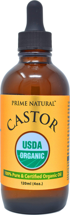 PRIME NATURAL Organic Castor Oil (4oz / 120ml) - USDA Certified Organic, Pure, Cold Pressed, Thick, Hexane Free - Stimulate Growth for Eyelashes, Eye