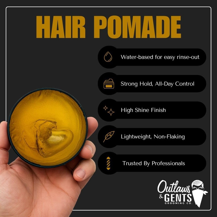 Outlaws & Gents Grooming Co. Hair Pomade - Styling Pomade for Men with Firm Hold and Light Shine - Perfect for Classic and Modern Hairstyles