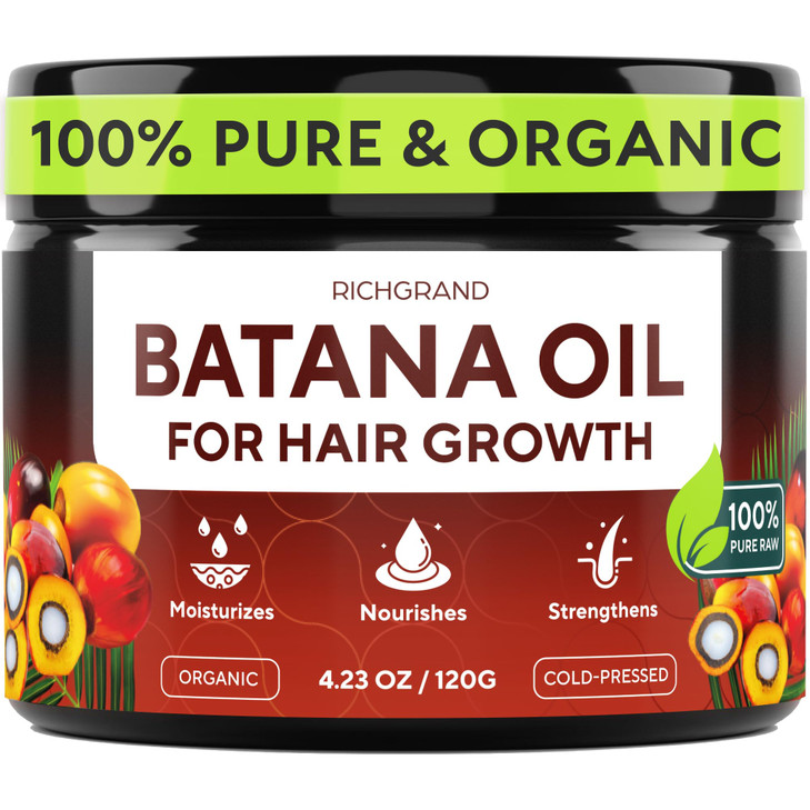 Batana Oil for Hair Growth - 100% Raw & Organic Unrefined Batana Oil - Cold Pressed Hair Mask for Scalp Health, Thicker Hair & Split Ends Repair - Na