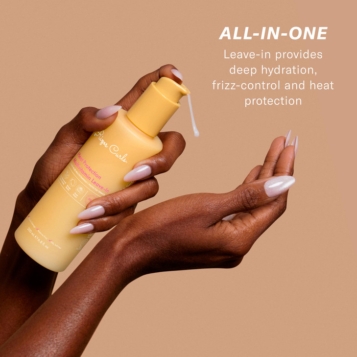 Rizos Curls Multivitamin Leave-In Heat Protection Up to 450°F  Strengthen, Repair & Add Shine to Straight, Wavy, Curly, Coily Hair Types 1a4c  Sul