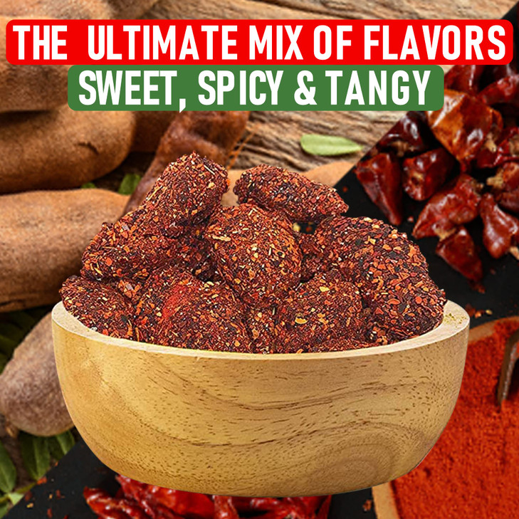 Tamarindo De Frutas Con Chile, Authentic Mexican Tamarind Candy with Chili, Sweet, Tangy and Spicy. Dulce De Tamarindo 8.5 oz. Contains Seed. Bag by