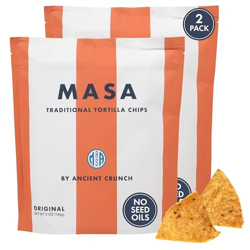 MASA CHIPS - Tortilla Chips Snack Pack - Seed Oil Free, Naturally Grown Corn Chips - Low Carb Snacks - Made with Grass Fed Tallow & Sea Salt - 2 Pack