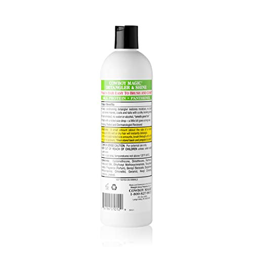 Cowboy Magic: Detangler and Shine (16 oz), Silk Protein and Panthenol "Makes Hair Easy To Brush And Comb"!