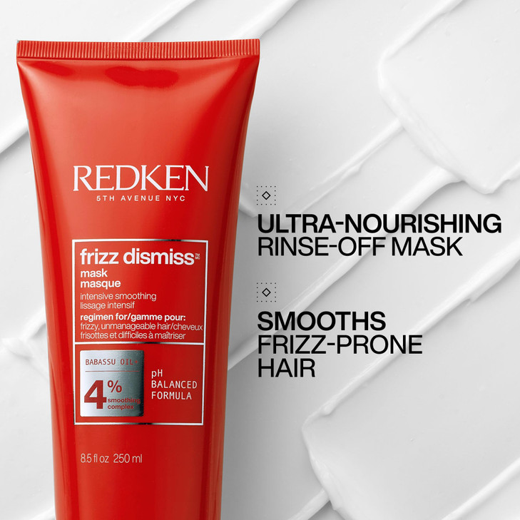 Redken Frizz Dismiss Mask, Intense Smoothing Treatment For Unruly Hair - Ultra Hydrating Smoothing Hair Mask, Hydrates, Smooths and Tames Frizz
