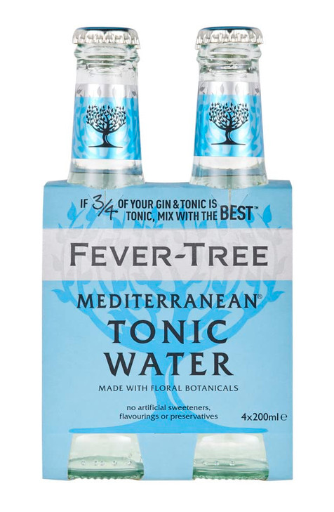 Fever-Tree Mediterranean Tonic Water Glass Bottles, No Artificial Sweeteners, & Preservatives, (Pack of 4) flavorings 27.2 Fl Oz