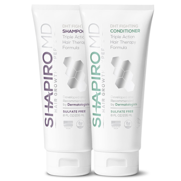 Shapiro MD Hair Growth Experts Hair Loss Shampoo and Conditioner, DHT Fighting Vegan Formula for Thinning Hair Developed by Dermatologists, Experienc