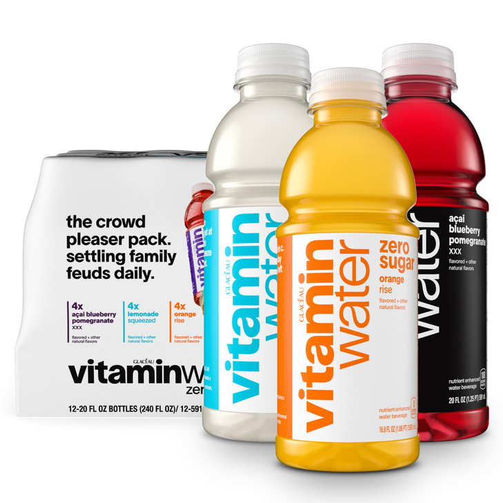 vitaminwater zero variety pack nutrient enhanced water w/ vitamins, 20 fl oz, 12 Pack