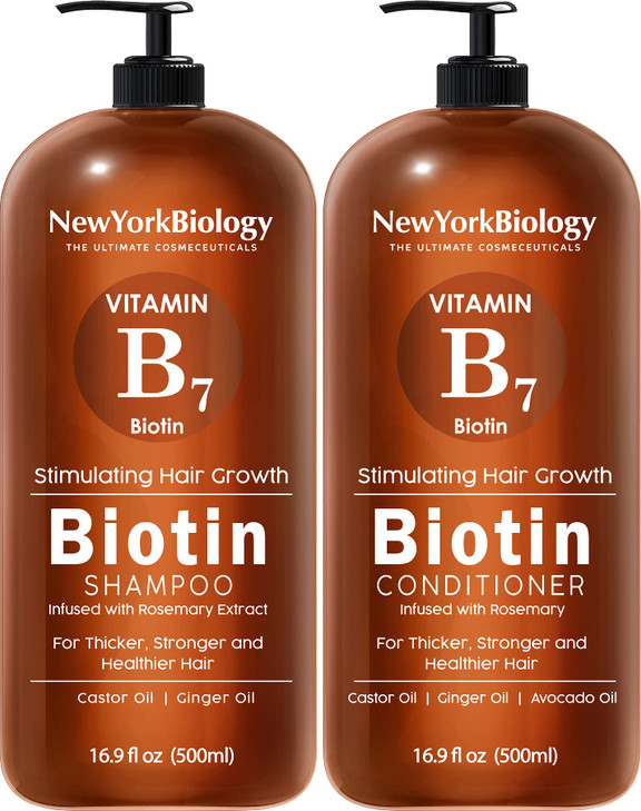 New York Biology Biotin Shampoo and Conditioner Set for Hair Growth and Thinning Hair - Thickening Formula for Hair Loss Treatment - For Men & Women