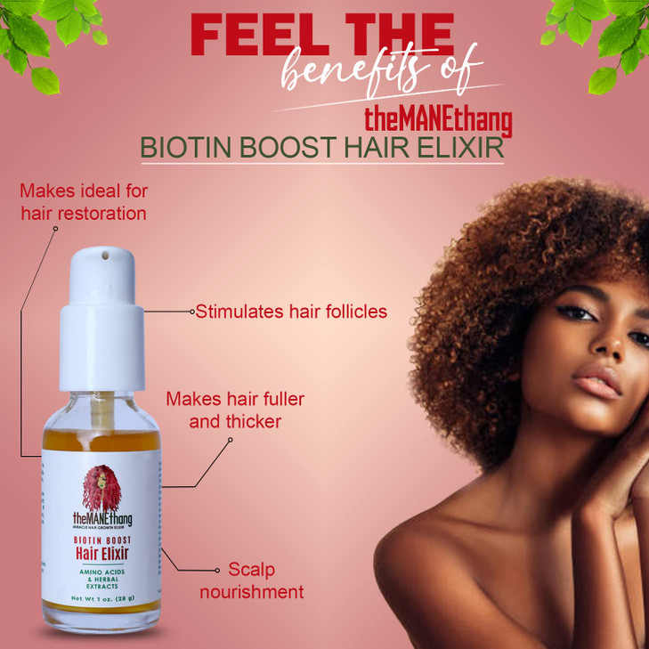 TheMANEthang Biotin Boost Oil - Hair Oil for Dry Damaged Hair. Strengthens weak limp hair!