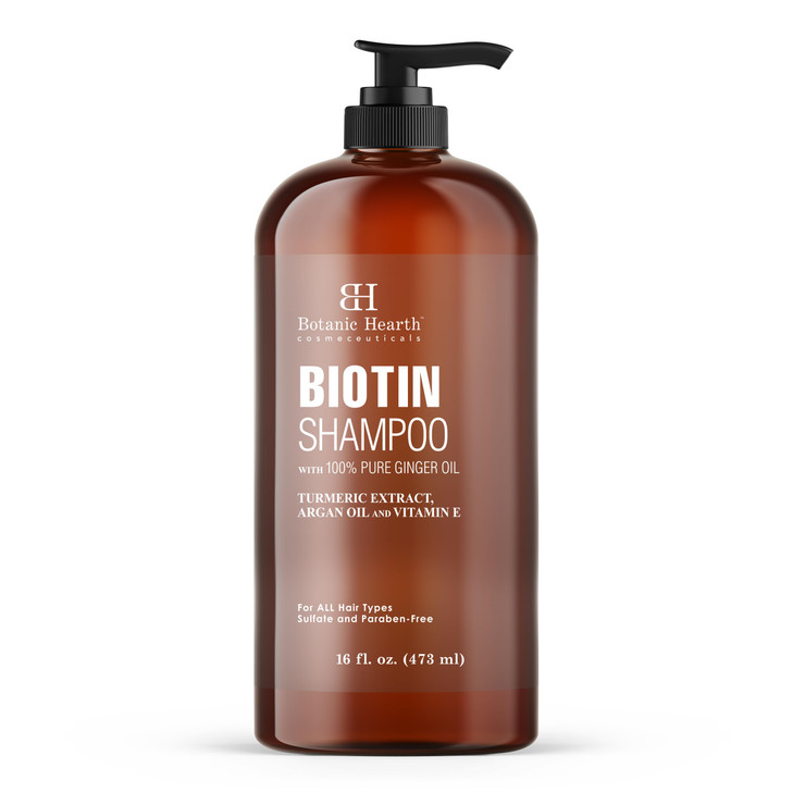 Botanic Hearth Biotin Shampoo with 100% Pure Ginger Oil | Sulfate & Paraben | Free | Enriched with Turmeric Extract, Argan Oil & Vitamin E | for All
