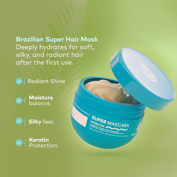 Hidratei Brazilian Beauty Super Hair Mask | Deep Hydration Hair Mask | Damaged Hair Repair | Dry Hair Treatment | Ultimate Hair Moisturizer for Silky