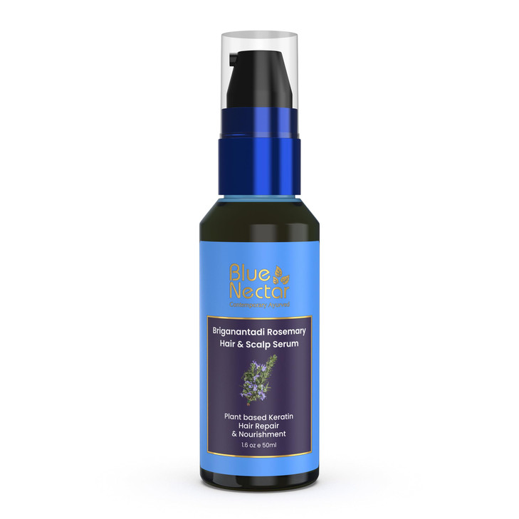 Blue Nectar Rosemary Hair & Scalp Serum for Women & Men | Advanced Hair Growth Serum for Dry & Frizzy Hair | with Plant Based Keratin (17 Herbs, 1.6