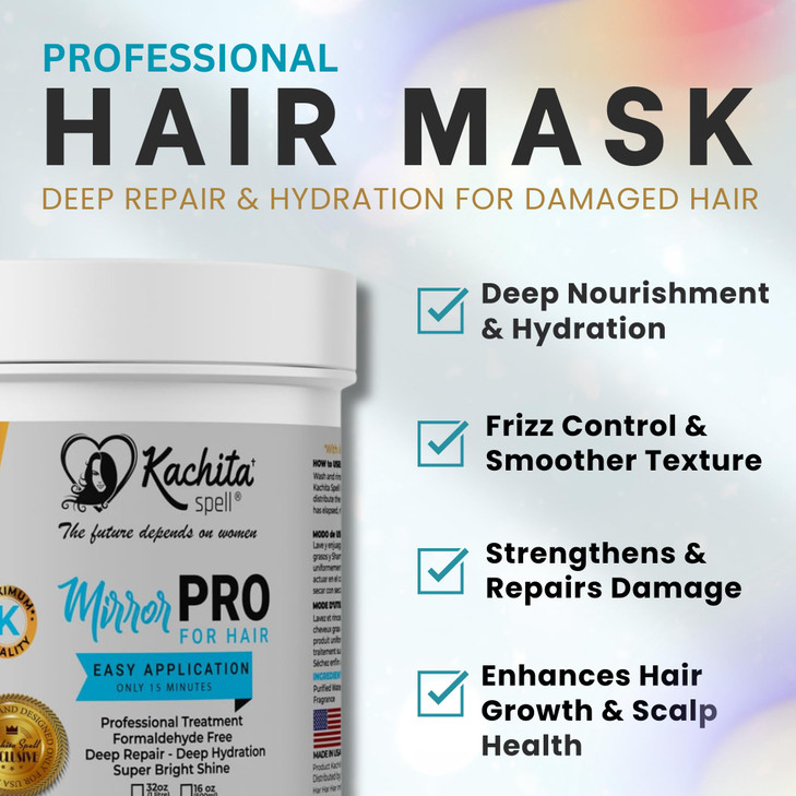 Kachita Spell MirrorPRO Hair Mask Deep Conditioner for Dry Damaged Hair, Intensive Hair Repair Treatment, Hydrating & Gloss Hair Mask, Color-Treated,