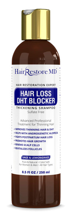 Hair Loss DHT Blocker Shampoo with Sage & Lemongrass, Biotin Volumizing Caffeine Shampoo for Hair Regrowth and Thickness, Sulfate-Free for Men & Wome