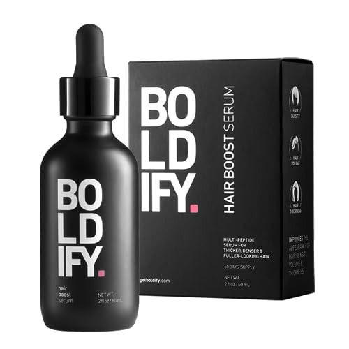 BOLDIFY Hair Growth Serum - 2 oz, 30 Natural Boosters + 4 Clinically Proven Peptides, Lightweight Non-Greasy Scalp Treatment for Thicker, Fuller Hair
