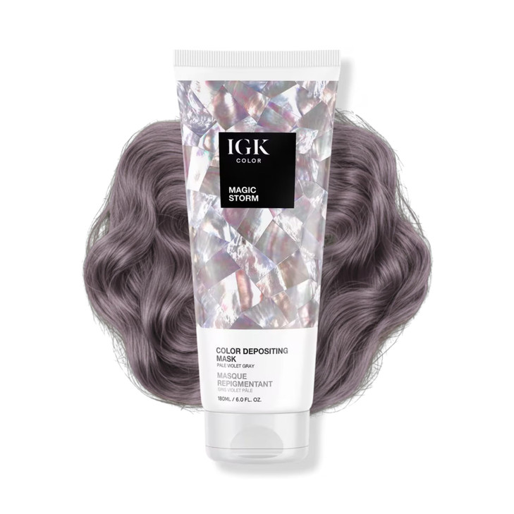 IGK Hair Gloss Toner & Color Depositing Mask | Pale Violet Gray Semi-Permanent | Vegan + Cruelty Free | Magic Storm