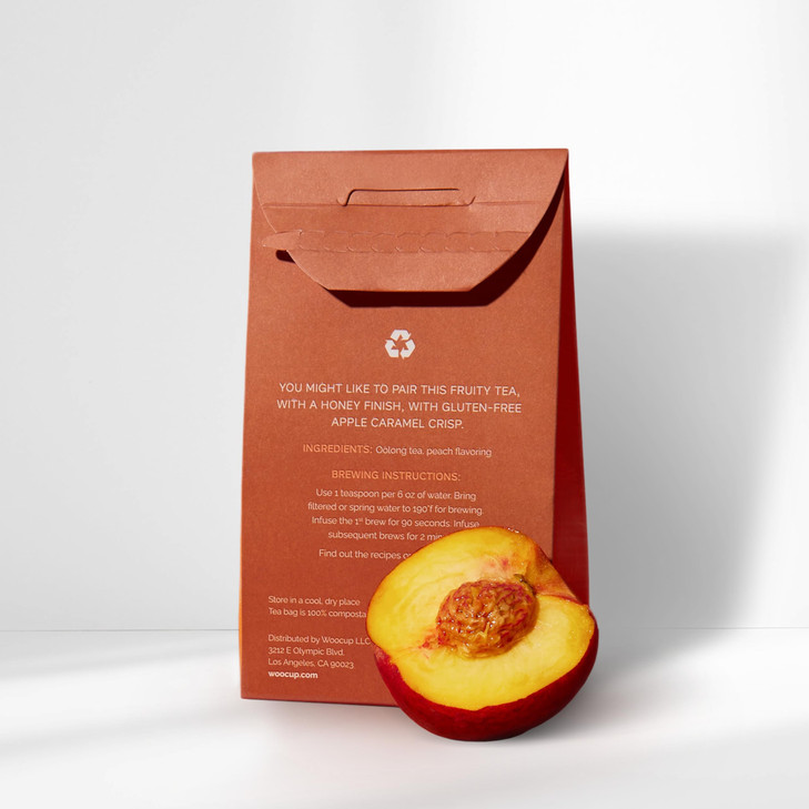 Woocup Peach Oolong Tea  Loose Leaf Oolong, 2 oz | Cold Brew & Hot Brew | Naturally Flavored Fruit Tea | Fair Trade, Non-GMO, Whole Leaf