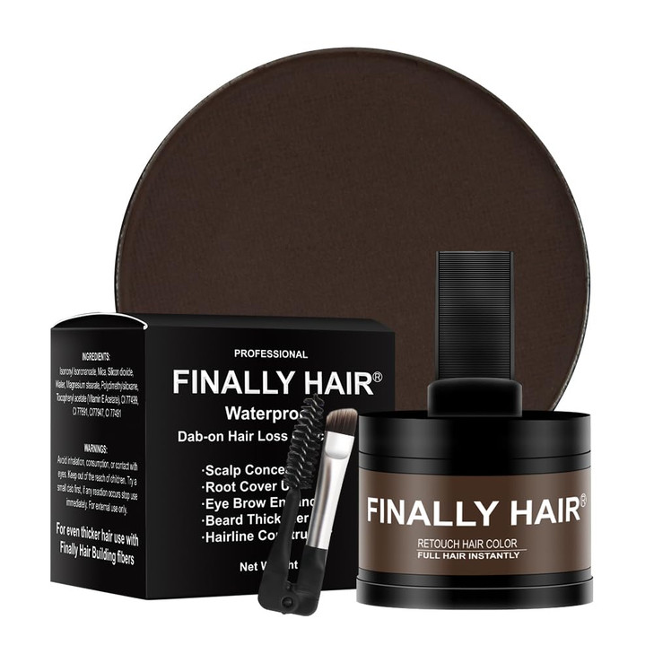(Medium Brown) - Finally Hair Dab-on Hair Loss Concealer, Hairline Creator, Eye Brow Enhancer, and Beard Filler. for Thicker Hair use it First Then A