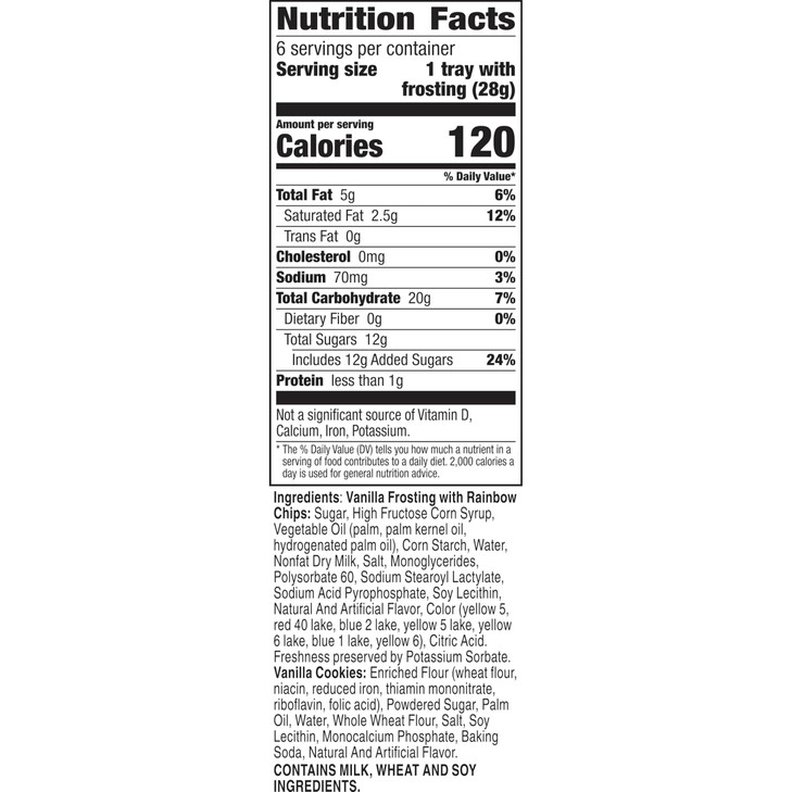 Dunkaroos Vanilla Cookies and Rainbow Chip Frosting, 1 oz, 6 ct (Pack of 6)