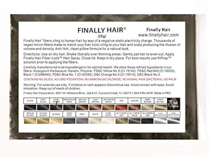 Finally Hair Fibers for Thinning Hair - 100% Undetectable Natural Formula - Completely Conceals Hair Loss in 15 Seconds - 25 Grams Refill Bag (Dark B