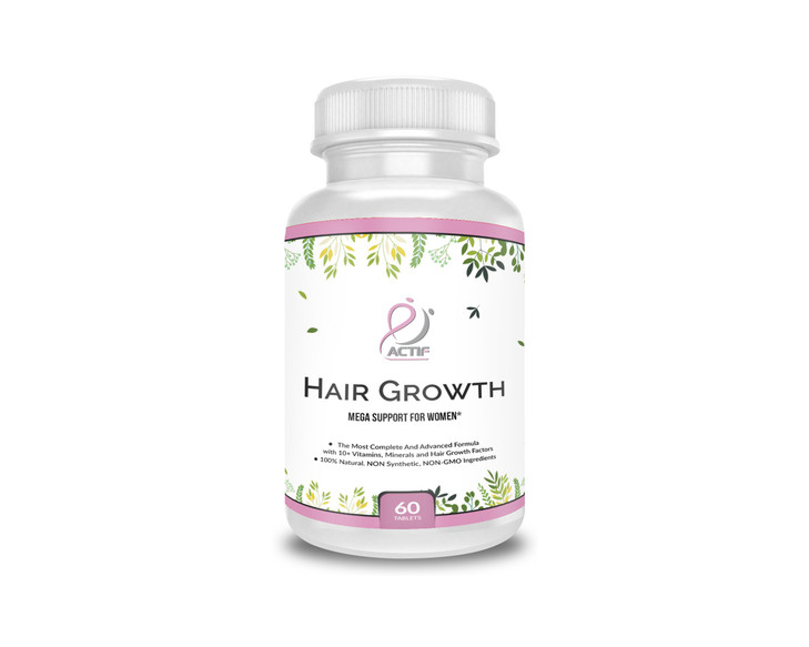 Actif Hair Growth for Women Mega Support 10+, Non-GMO, Stops 99% Hair Loss, Made in USA, 60 Count