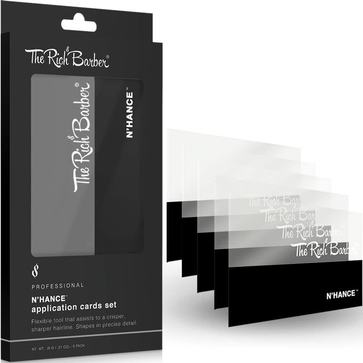 The Rich Barber N'Hance Hair Building Fiber Application Cards, 5 Pack - Hairline Line Up & Enhancement Applicator Tool - Works with All Hair Building