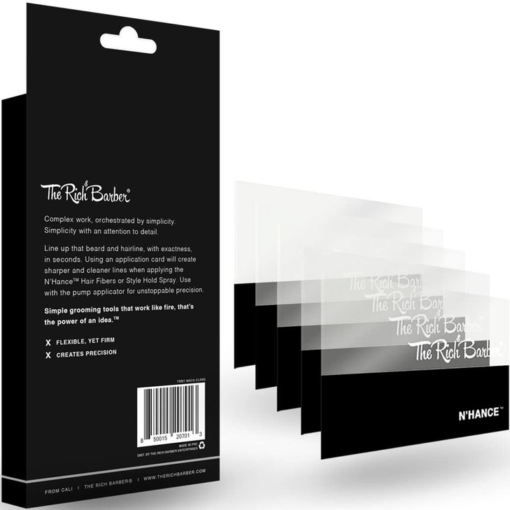 The Rich Barber N'Hance Hair Building Fiber Application Cards, 5 Pack - Hairline Line Up & Enhancement Applicator Tool - Works with All Hair Building