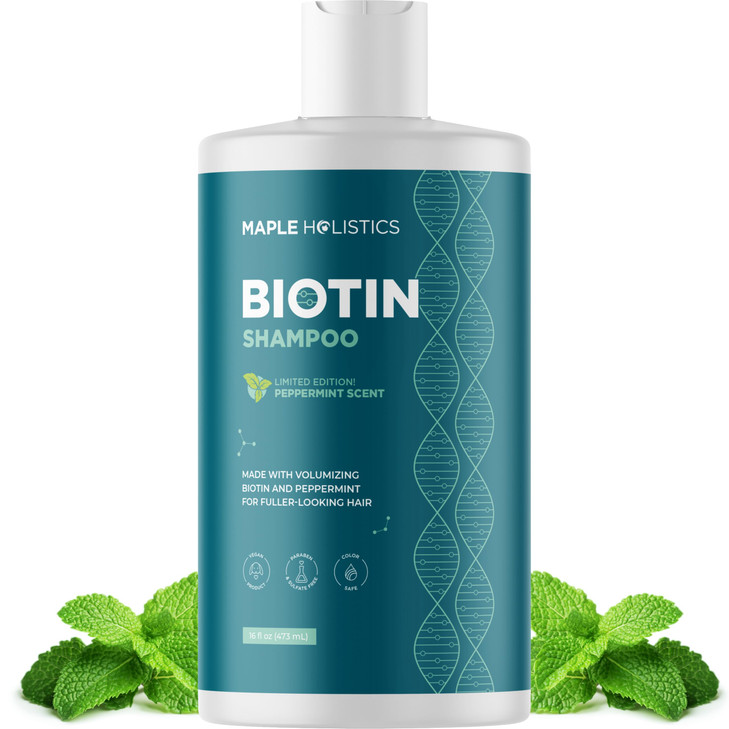 Volumizing Biotin Shampoo for Thinning Hair - Thin Hair Shampoo with Peppermint Argan and Essential Oils for Hair Care - Vegan Sulfate Free Shampoo f