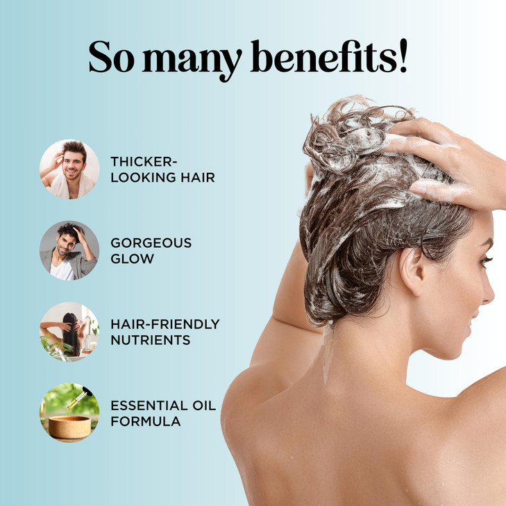 Volumizing Biotin Shampoo for Thinning Hair - Thin Hair Shampoo with Peppermint Argan and Essential Oils for Hair Care - Vegan Sulfate Free Shampoo f