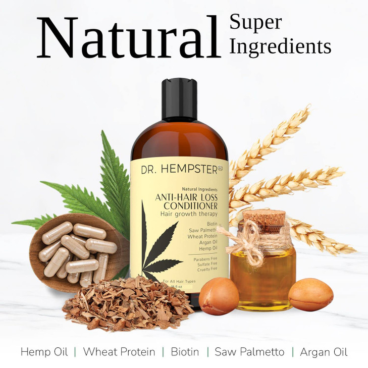 Women's and Men's Hair Growth Conditioner - Biotin and Hemp Anti Hair Loss Treatment for Thinning Hair - Natural and Organic Thickening and Volumizin