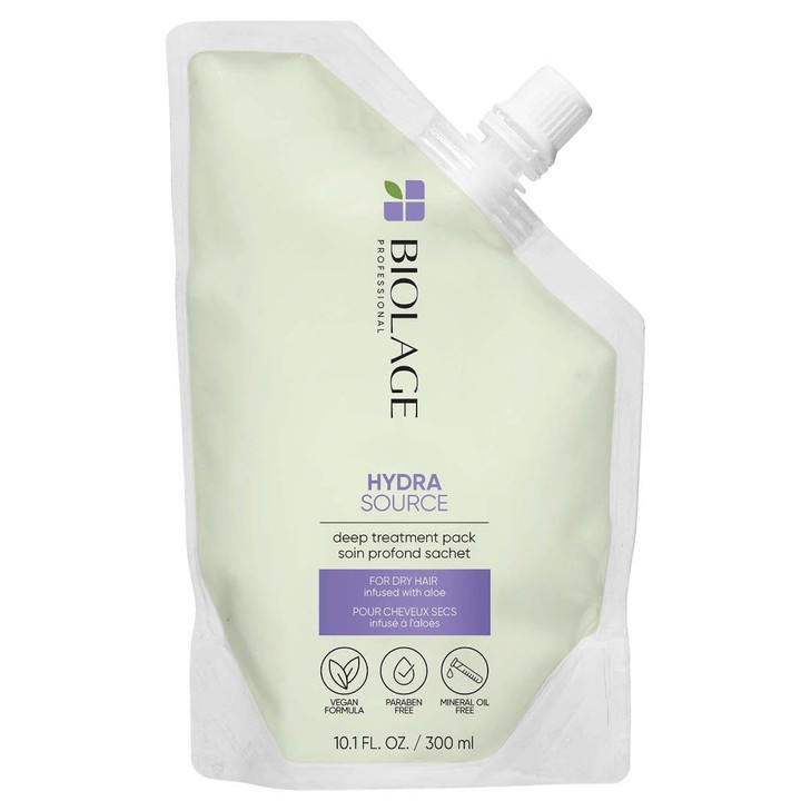 Biolage Hydra Source Deep Treatment Pack | Moisturizing & Strengthening Hair Mask | With Aloe | For Dry, Damaged Hair | Paraben Free | Vegan | Cruelt