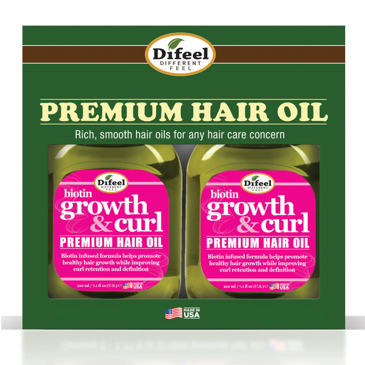 Difeel Biotin Growth & Curl Premium Hair Oil 7.1 oz. - Deluxe 2-PC Gift Set