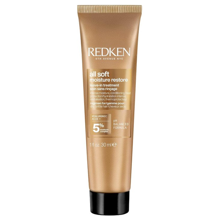 Redken All Soft Moisture Restore Leave-In Treatment | Hyaluronic Acid Primer| Hair Treatment for Dry and Brittle Hair | Humidity, Heat and Frizz Prot