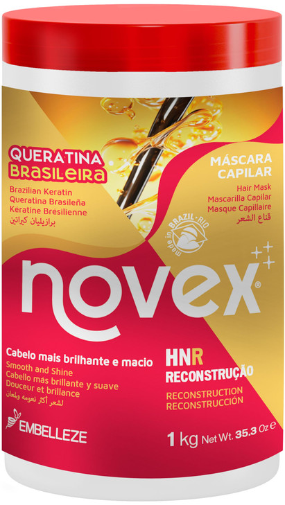 Novex Brazilian Keratin Deep Conditioning Mask, 35.3 oz - Reconstructive Keratin, Frizz control & Damage Repair