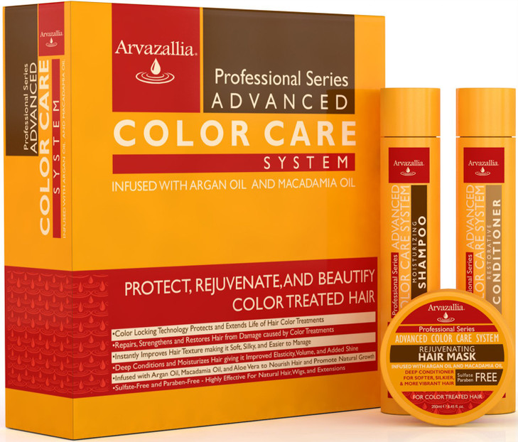 Advanced Color Care Sulfate Free Shampoo and Conditioner Set for Color Treated Hair with Argan Oil and Macadamia Oil By Arvazallia - Shampoo, Conditi