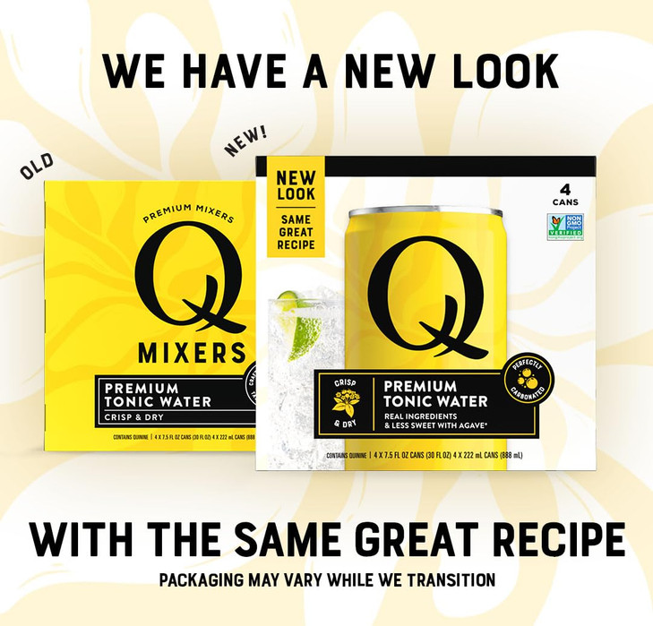 Q TONIC WATER with Real Quinine & Organic Agave - Ideal for Cocktails & Mocktails - Made with Real Ingredients, Perfectly Carbonated & Less Sweet - 4