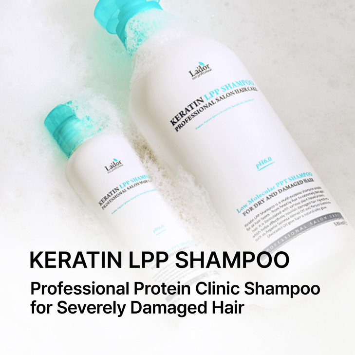 LA'DOR LADOR Keratin LPP Damage Care Shampoo w/Proteins & Plant Oils - pH Balanced Sub Acidic for Dry Damaged Frizzy Coarse Thinning Hair - NO Silico