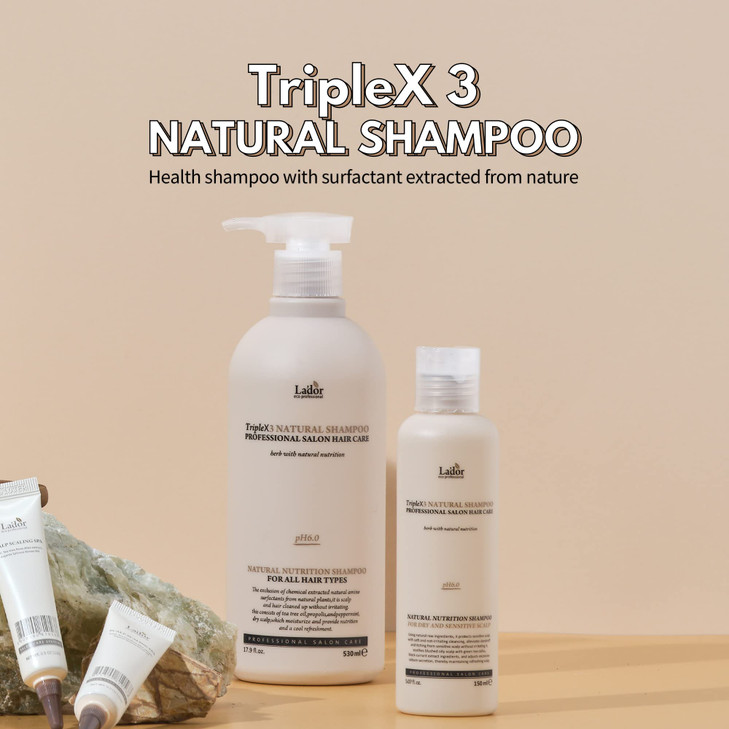 LA'DOR LADOR TripleX 3 Deep Cleansing Shampoo for Dry Itchy Sensitive Scalp Dandruff Naturally-derived Ingredients Tea Tree Lemon Lavender Sulfate-fr
